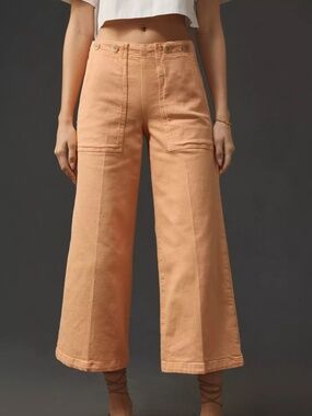PILCRO The Kit High-Rise Crop Jeans Peachy Orange SZ 26